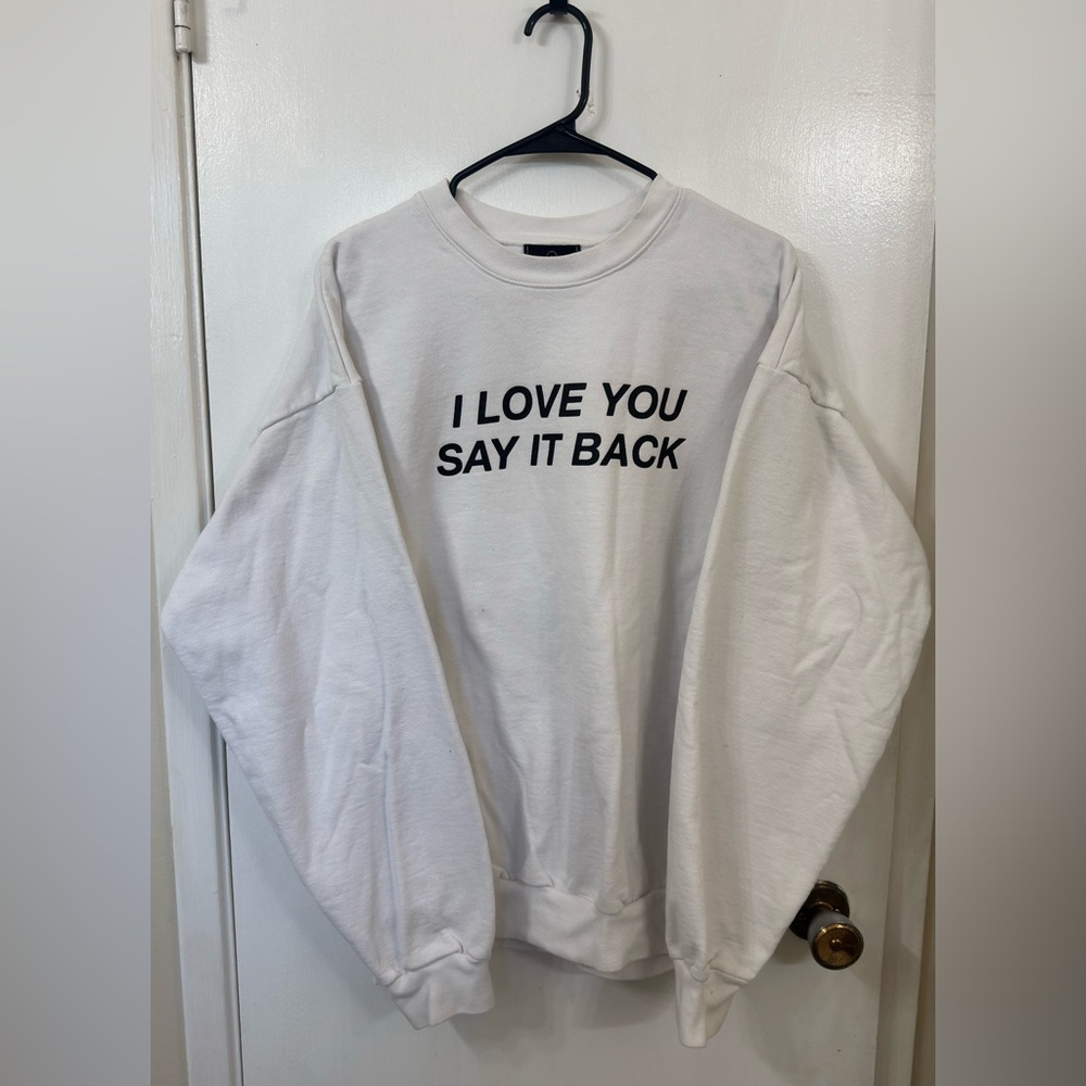 LONELY GHOST White Crewneck Sweatshirt with Black Text